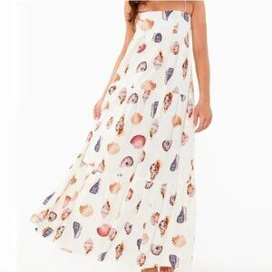 Show Me Your Mumu Seashell Beach Long Weekend Maxi Dress in Shell Linen XL